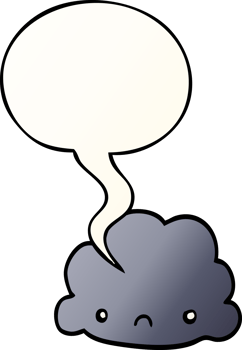 cartoon cloud with speech bubble in smooth gradient style png