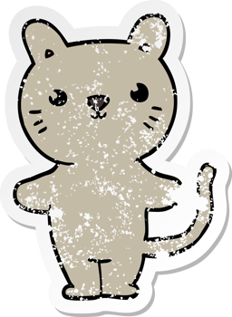 distressed sticker of a cartoon cat png