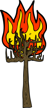 cartoon tree on fire png