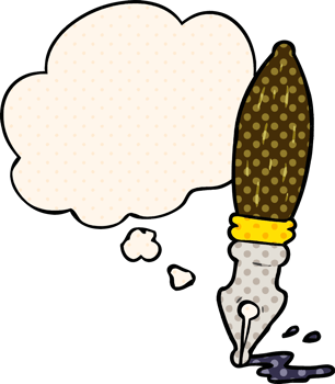cartoon pen with thought bubble in comic book style png