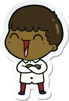 sticker of a cartoon happy man png