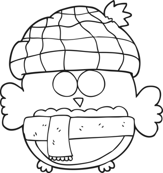 hand drawn black and white cartoon cute owl png
