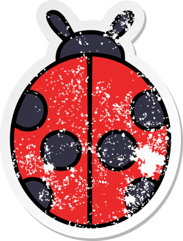 distressed sticker of a cute cartoon lady bug png