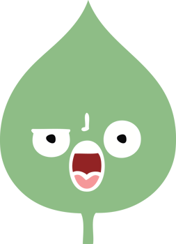 flat color retro cartoon of a expressional leaf png