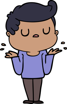 cartoon aloof man shrugging shoulders png