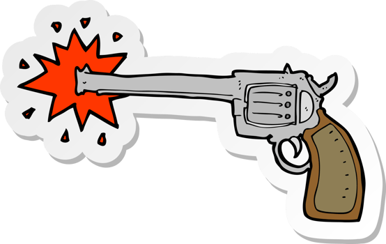 sticker of a cartoon firing gun png