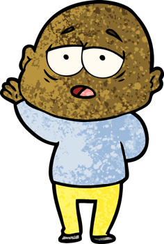 cartoon tired bald man png