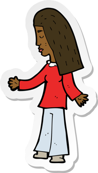 sticker of a cartoon woman with open arms png