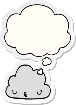 cute cartoon cloud with thought bubble as a printed sticker png
