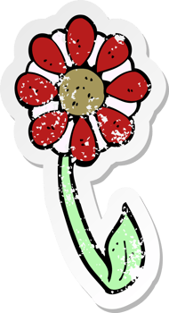 retro distressed sticker of a cartoon flower png