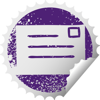 distressed circular peeling sticker symbol of a letter png