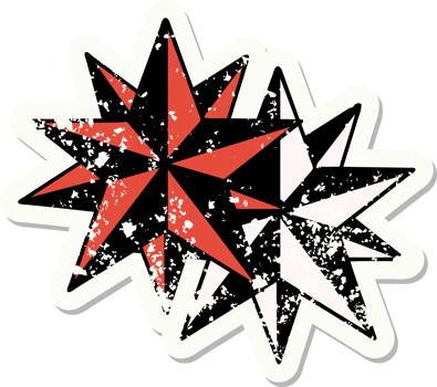 distressed sticker tattoo in traditional style of stars png