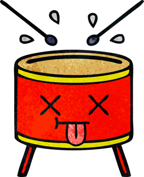 retro grunge texture cartoon of a drum png