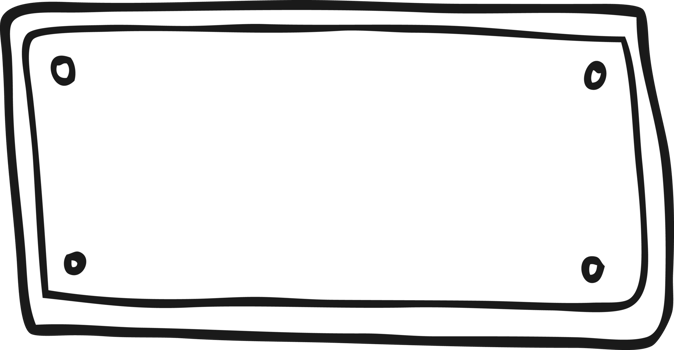 hand drawn black and white cartoon blank sign png