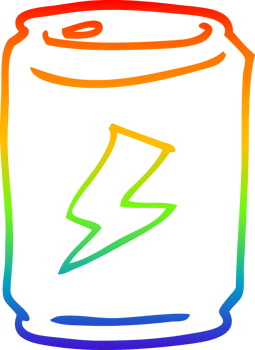 rainbow gradient line drawing of a cartoon can png