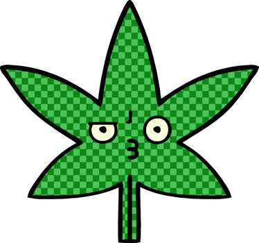 comic book style cartoon of a marijuana leaf png