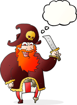 hand drawn thought bubble cartoon pirate captain png