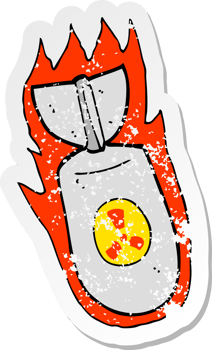retro distressed sticker of a cartoon atom bomb drawing png