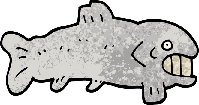 grunge textured illustration cartoon large fish png