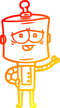 warm gradient line drawing of a cartoon robot png