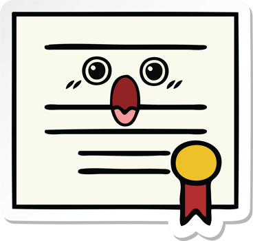 sticker of a cute cartoon graduation diploma png