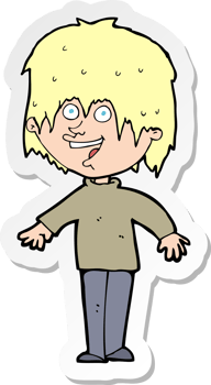 sticker of a cartoon excited man png
