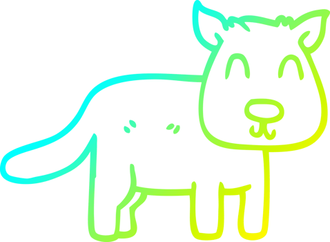 cold gradient line drawing of a cartoon calm dog png