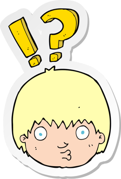 sticker of a cartoon curious face png