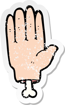retro distressed sticker of a cartoon hand drawing png