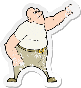 retro distressed sticker of a cartoon angry man drawing png
