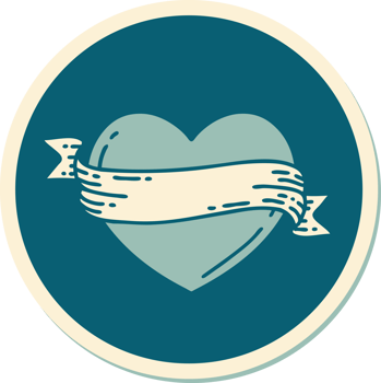 sticker of tattoo in traditional style of a heart and banner png