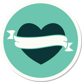 sticker of tattoo in traditional style of a heart and banner png