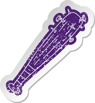 distressed old cartoon sticker of a bat with nails png