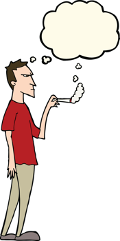 cartoon annoyed smoker with thought bubble png