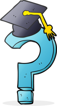 hand drawn cartoon graduation cap on question mark png
