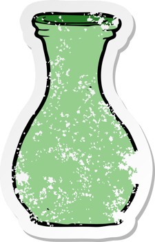 retro distressed sticker of a cartoon vase png