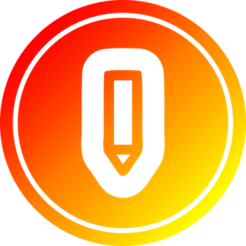 simple pencil circular icon with warm gradient finish png