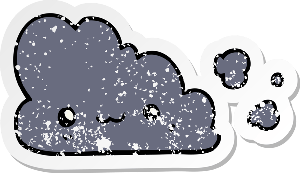 distressed sticker of a cute cartoon cloud png