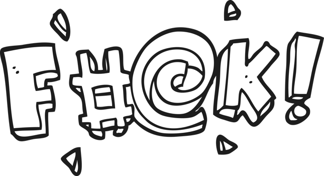 hand drawn black and white cartoon swearword png