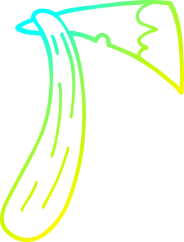 cold gradient line drawing of a cartoon of an axe png