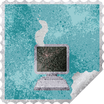 broken computer graphic square sticker stamp png