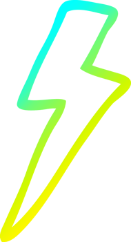 cold gradient line drawing of a cartoon lightning bolt png