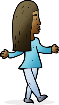 cartoon woman shrugging shoulders png