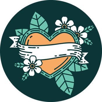 iconic tattoo style image of a heart and banner png
