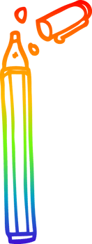 rainbow gradient line drawing of a cartoon office pen png