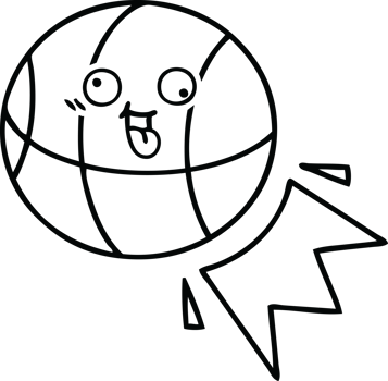 line drawing cartoon of a basketball png