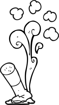 hand drawn black and white cartoon cigarette png