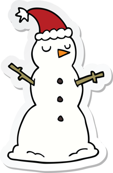 sticker of a cartoon snowman png