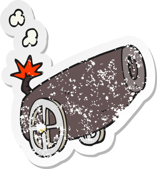 retro distressed sticker of a cartoon cannon png