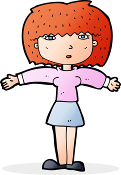 cartoon woman shrugging shoulders png